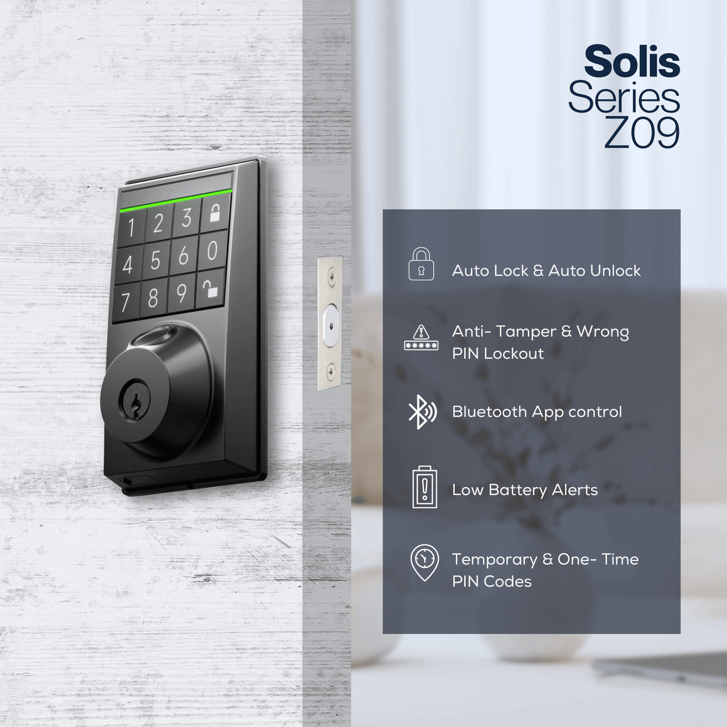 Z09 4-in-1 Smart Bluetooth Deadbolt Door Lock