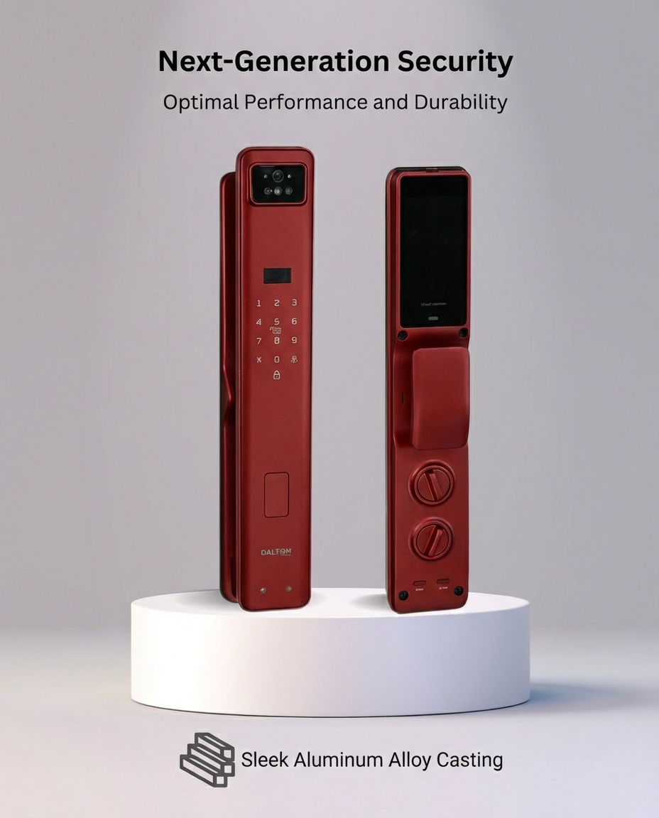 P90 Facial Recognition Smart Deadbolt Lock - Wi-Fi Enabled (Cherry Red)