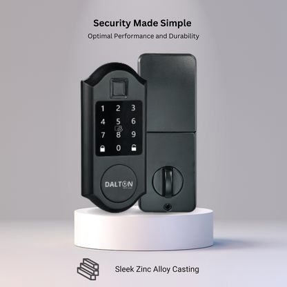 DALTON Smart Locks Smart Life Home Lock Fingerprint Bluetooth Deadbolt 1 3/8 -2 inches Doors Black