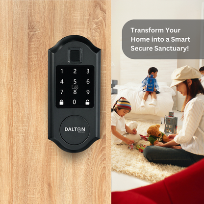 DALTON Smart Locks Smart Life Home Lock Fingerprint Bluetooth Deadbolt 1 3/8 -2 inches Doors Black