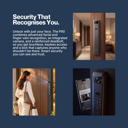 P90 Facial Recognition Smart Deadbolt Lock - Wi-Fi Enabled