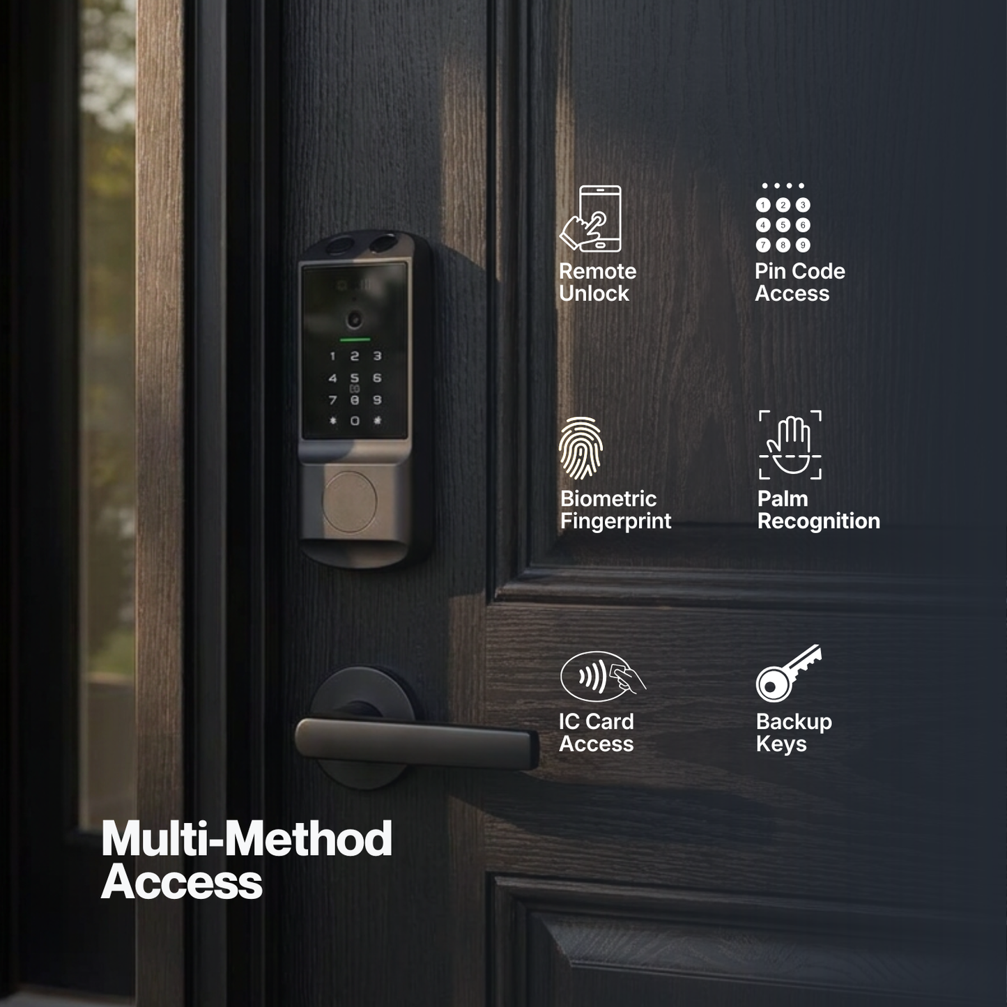 Z10 Smart Door Lock Deadbolt with Palm Recognition & Built-In Camera – Wi-Fi, Fingerprint, PIN, Card, App, Key (USA ONLY)