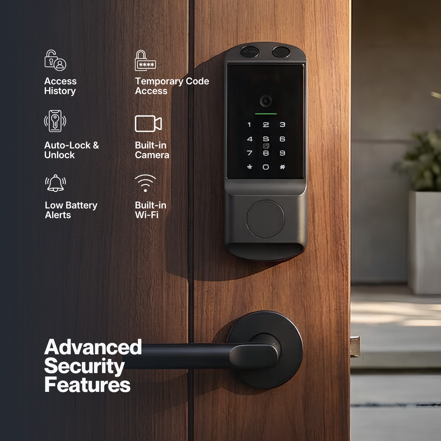 Z10 Smart Door Lock Deadbolt with Palm Recognition & Built-In Camera – Wi-Fi, Fingerprint, PIN, Card, App, Key (USA ONLY)