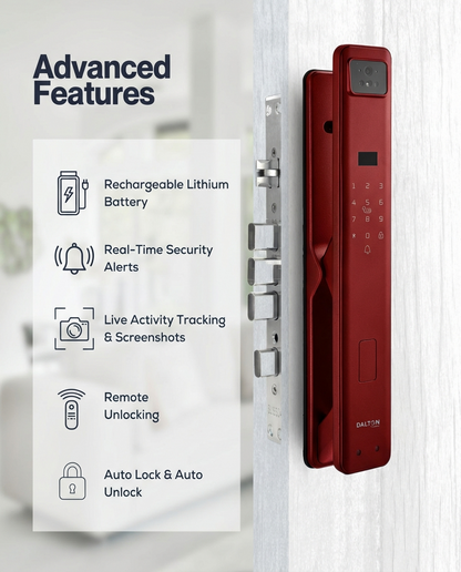 P90 Facial Recognition Smart Deadbolt Lock - Wi-Fi Enabled (Cherry Red)