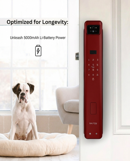 P90 Facial Recognition Smart Deadbolt Lock - Wi-Fi Enabled (Cherry Red)