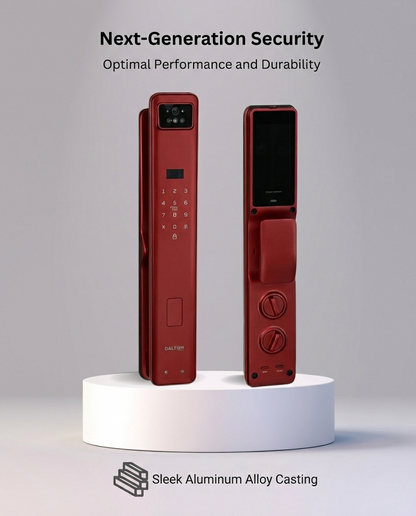 P90 Facial Recognition Smart Deadbolt Lock - Wi-Fi Enabled (Cherry Red)